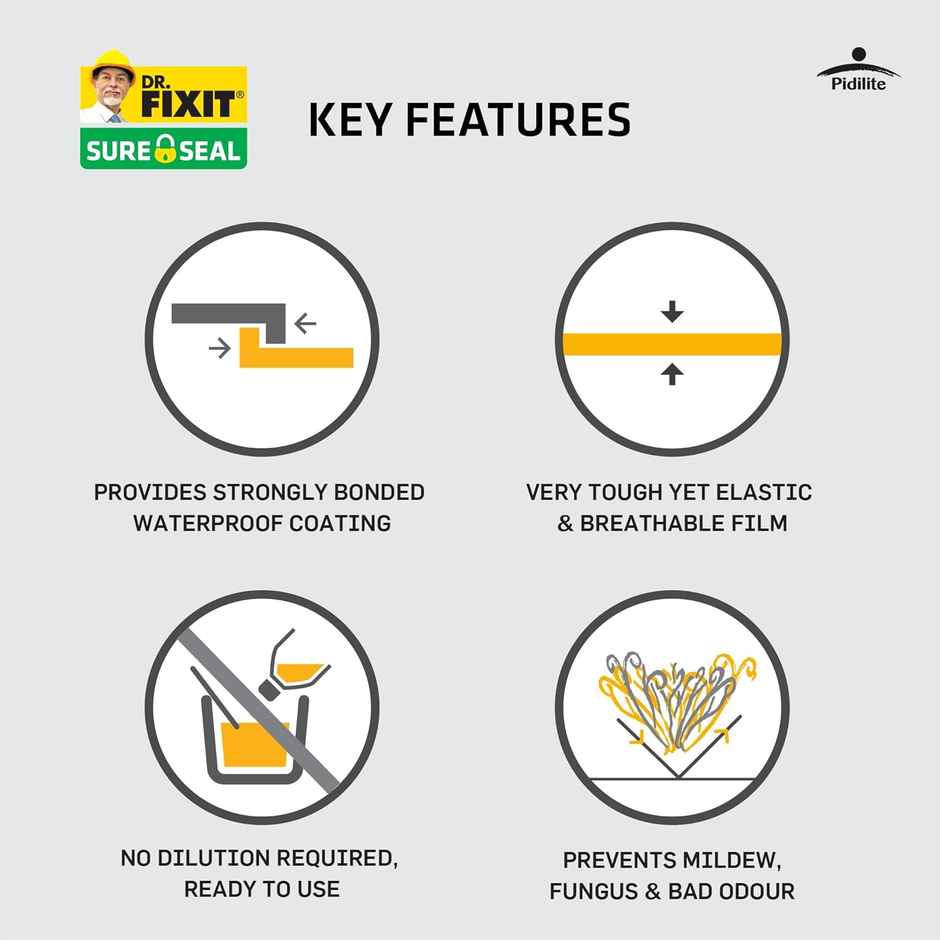 Dr. Fixit Sure Seal | DIY Waterproofing for Mild Dampness | Internal & External