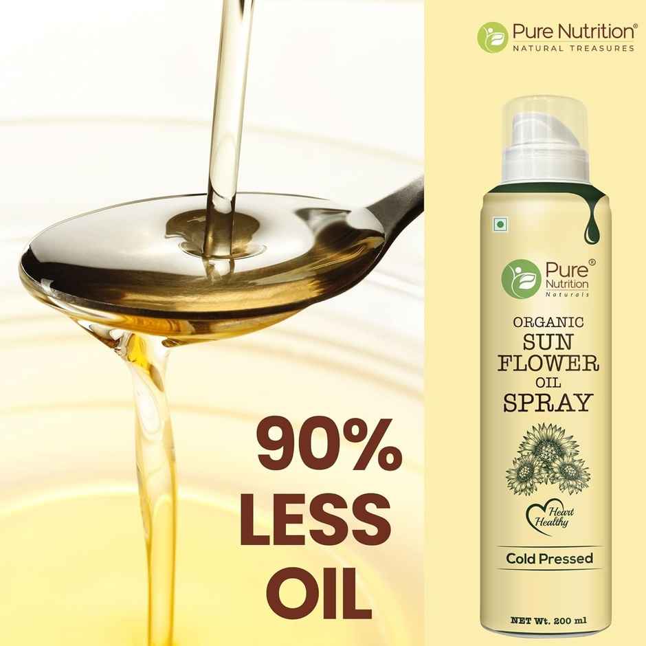 Pure Nutrition Sunflower Oil Cooking Spray | Healthy Cooking With 10X Less Oil | Ideal For Baking