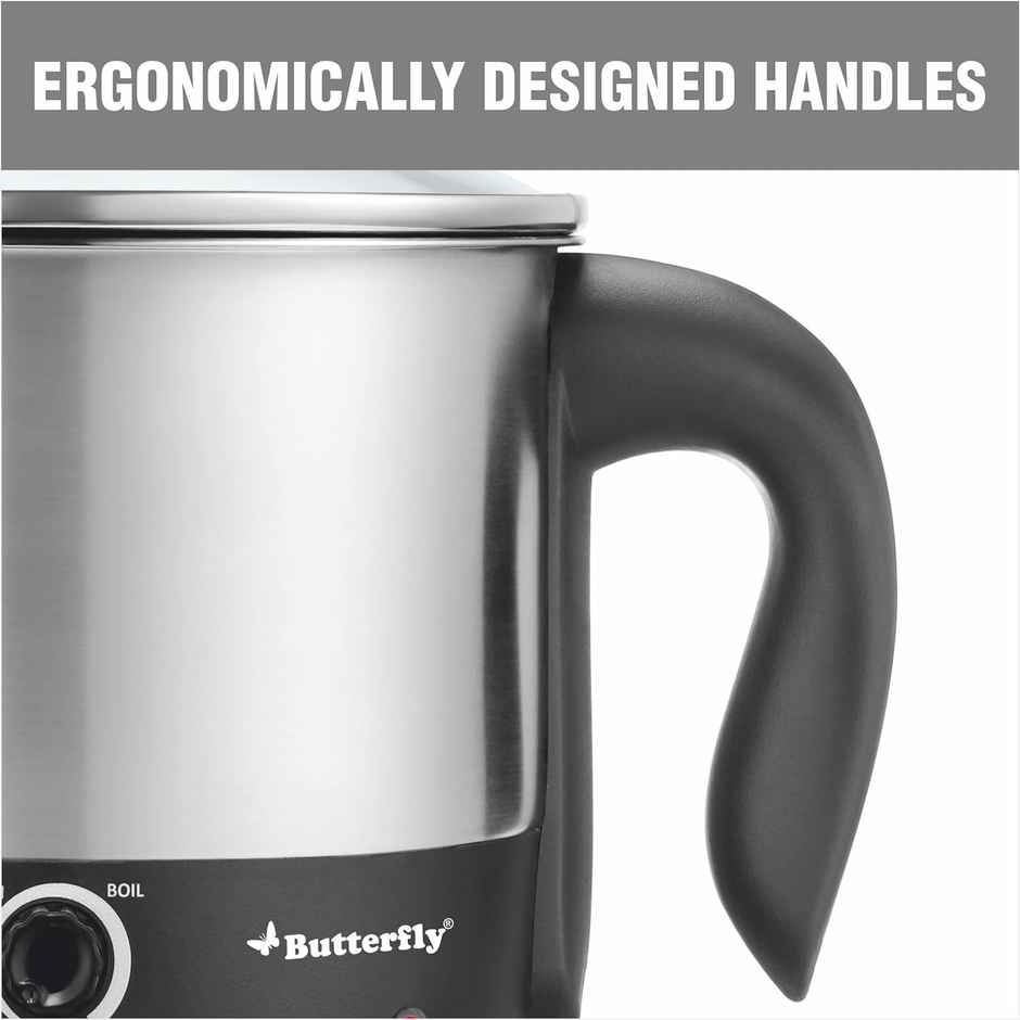 Butterfly Matchless Multi Kettle 1.2 Liter Stainless Steel - With Egg Rack + Ss Rack, 600 Watts
