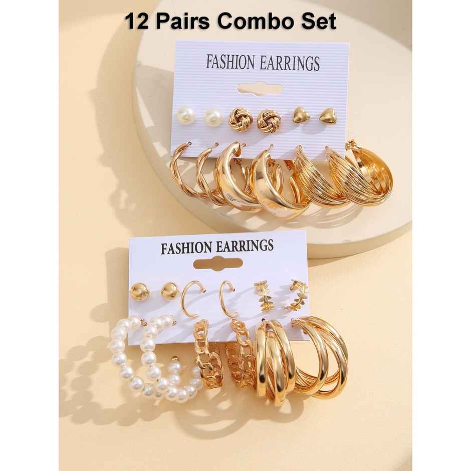Shining Diva Fashion 12 Pairs Combo Latest Stylish Western Earrings for Women and Girls | 16142er