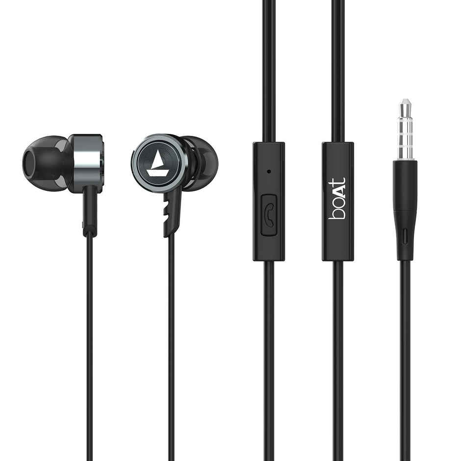 boAt BassHeads 122 Wired Earphones with Heavy Bass, Integrated Controls and Mic (Gunmetal)