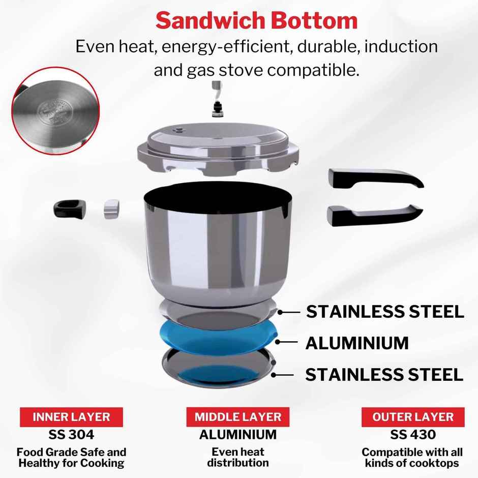Vinod Deep Pan Pressure Cooker - 3.5 Litres Junior