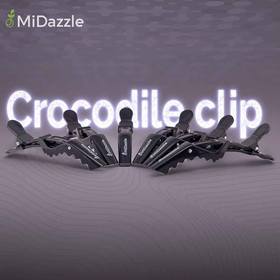 Midazzle Professional Hair Sectioning Crocodile Clips, Black|MIHA6302