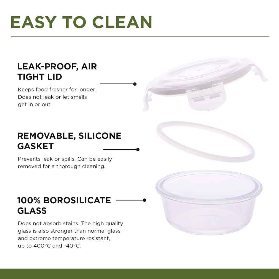 Oliveware Olive Glass Lunch Box, Insulated Fabric Bag, Leak Proof & Microwave Set of 4 - Blue