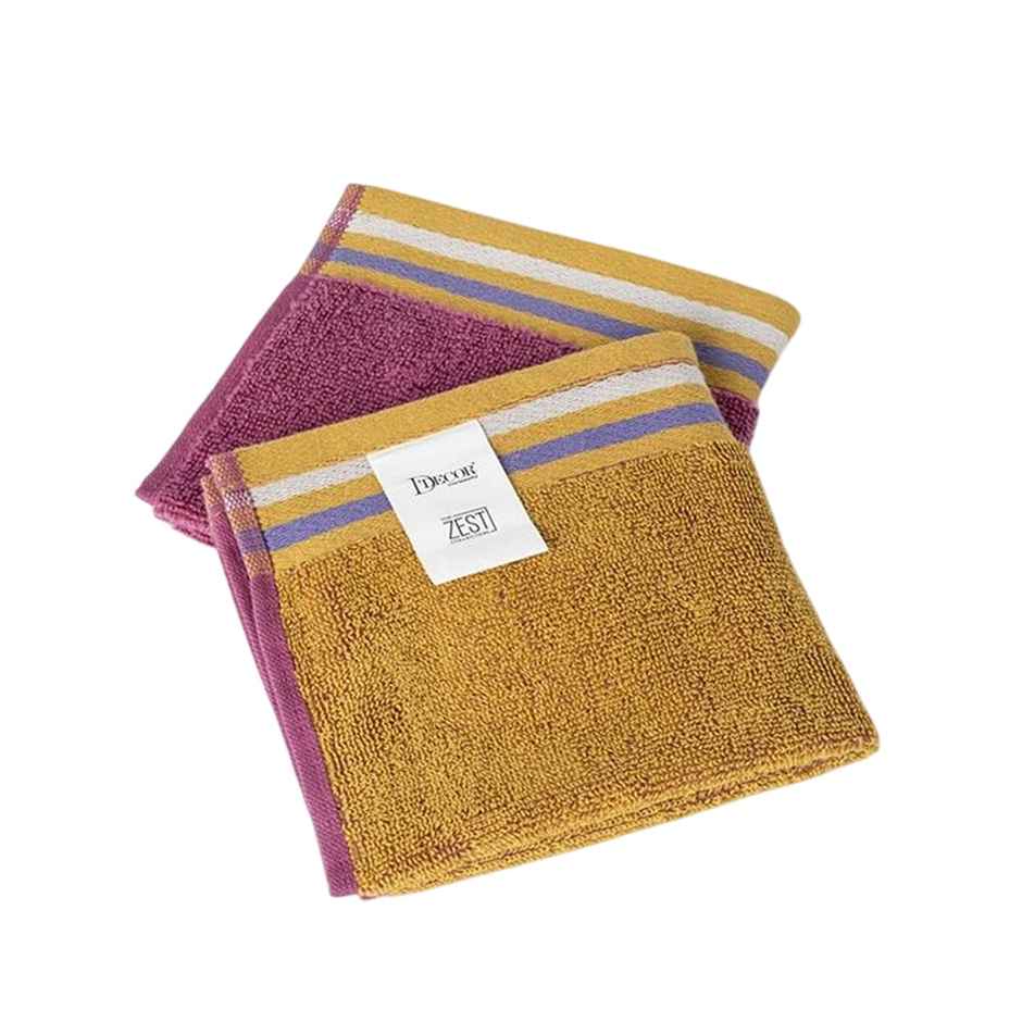DDECOR Yarn Dyed Sporty Look 100% Cotton Reversible 500 GSM Face Towel - Pink/Yellow