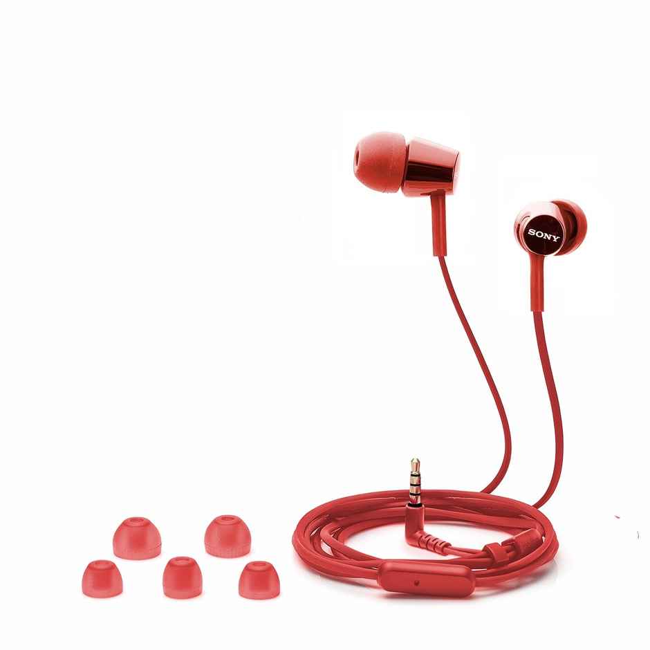 Sony Mdr-ex155ap in-ear Wired Headphones With Mic | Hands-free Call | Tangle Free Cable-red