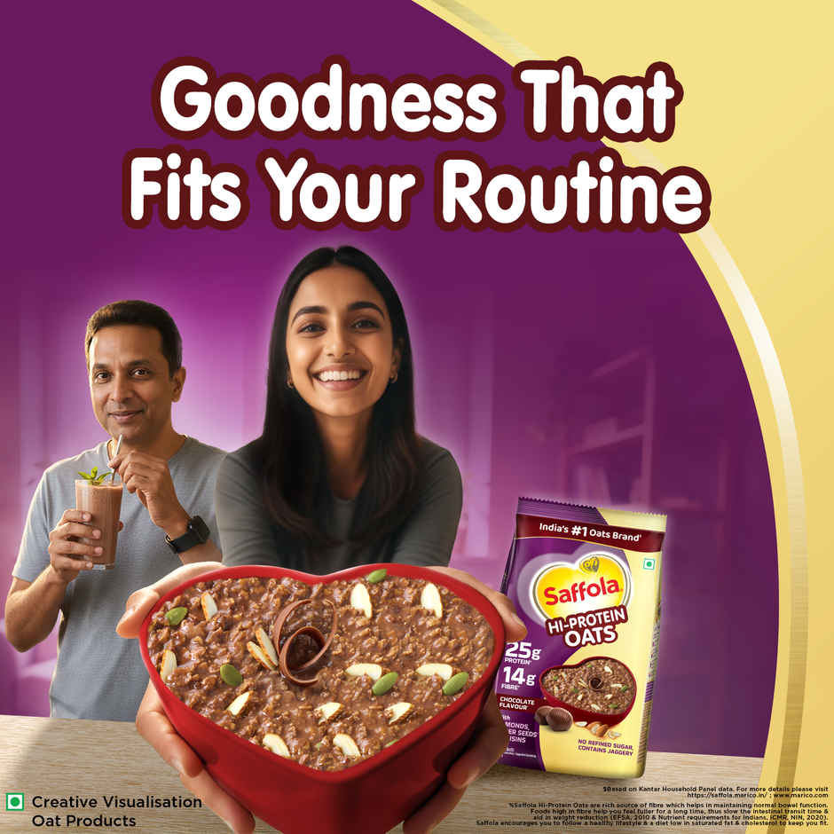 Saffola 25g High Protein Oats | 14g Fibre | No Refined Sugar | Chocolate Flavour
