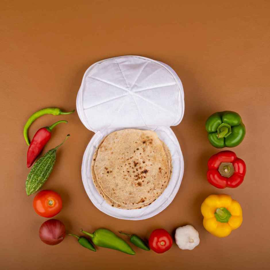 Clazkit Cotton Roti Zip Lock Chapati Cover in Round Style (2)