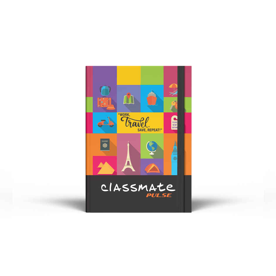 Classmate Pulse Unruled Hard Cover Notebook (A5, 80 GSM, Assorted Design)