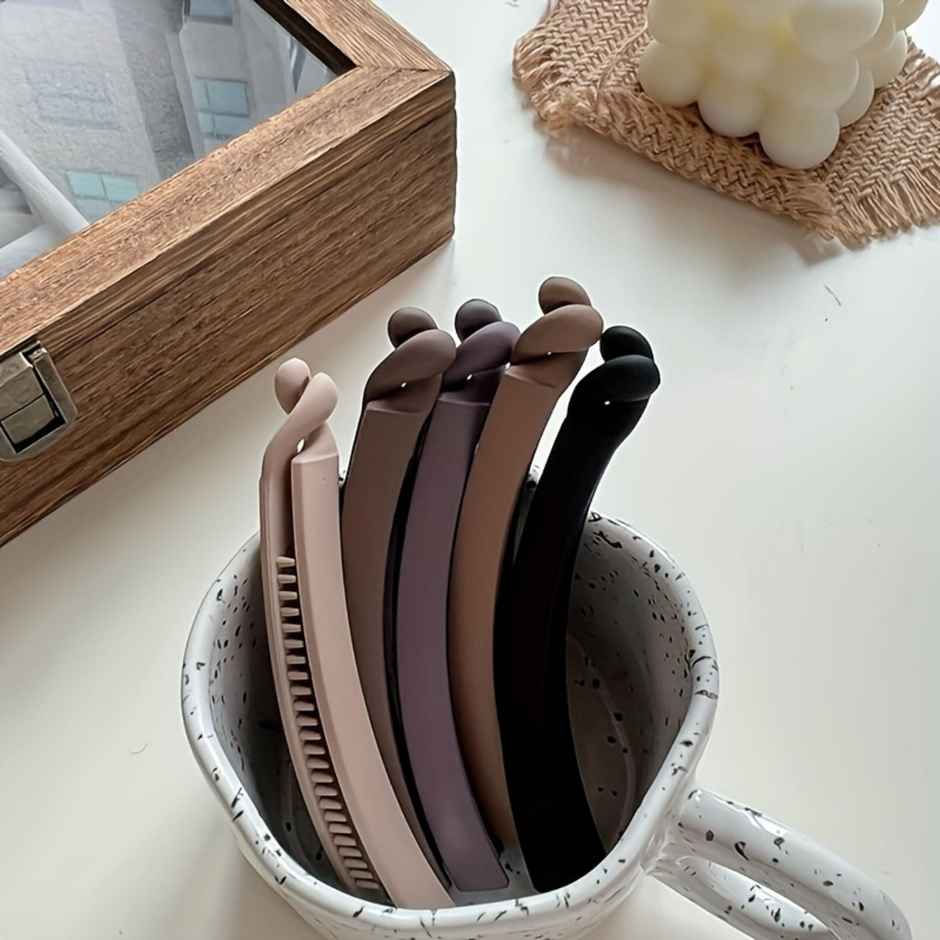 Chronex 5 Pcs Matte Hair Clip Set | Cute Oblong Banana Claw Clips | Assorted Colors