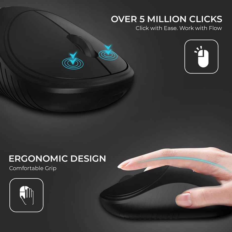 Bestor Glide 7 Wireless Mouse - 2.4GHz with USB Nano Receiver, 1000 DPI Optical Tracking, Lightweight Gaming Mouse for PC/Laptop - Black