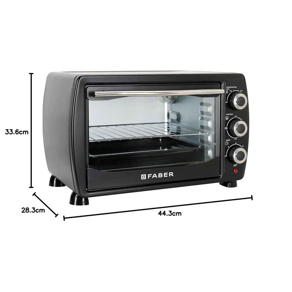 Faber 20L 1400 Watts OTG | 4 Stage Functions, Upper & Lower Heating | Indicator Light, Auto-Shut | Black