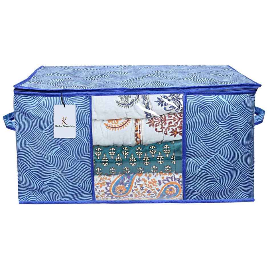 Kuber Industries Pack of 2 Non-Woven Extra Large Leheriya Design Underbed Storage Bag (Royal Blue)