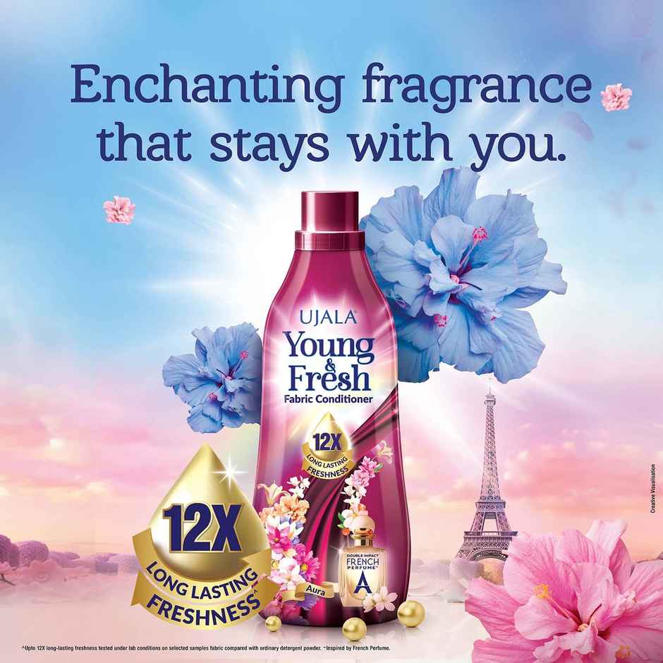 Ujala Young & Fresh Aura Fabric Conditioner with French Perfume for Lasting Freshness