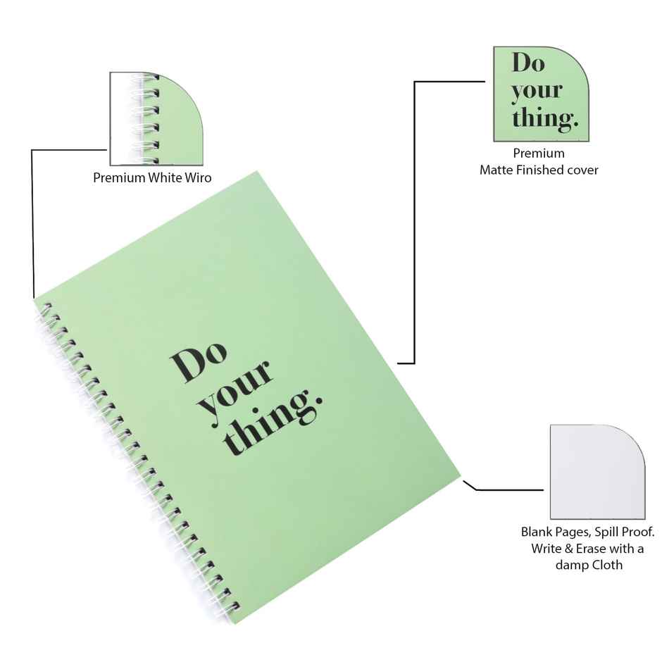 Papboo Do Your Thing, A5 Re-Writeable Notebook | Unruled | 36 Pages, 21 x 15 cm | Reusable Notebook