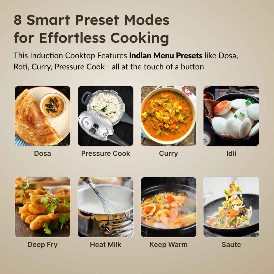 Prestige PIC 20 Induction Cooktop | 1600 W | 4 kV Surge Protection | Soft Touch Button | Easy to Clean | Black