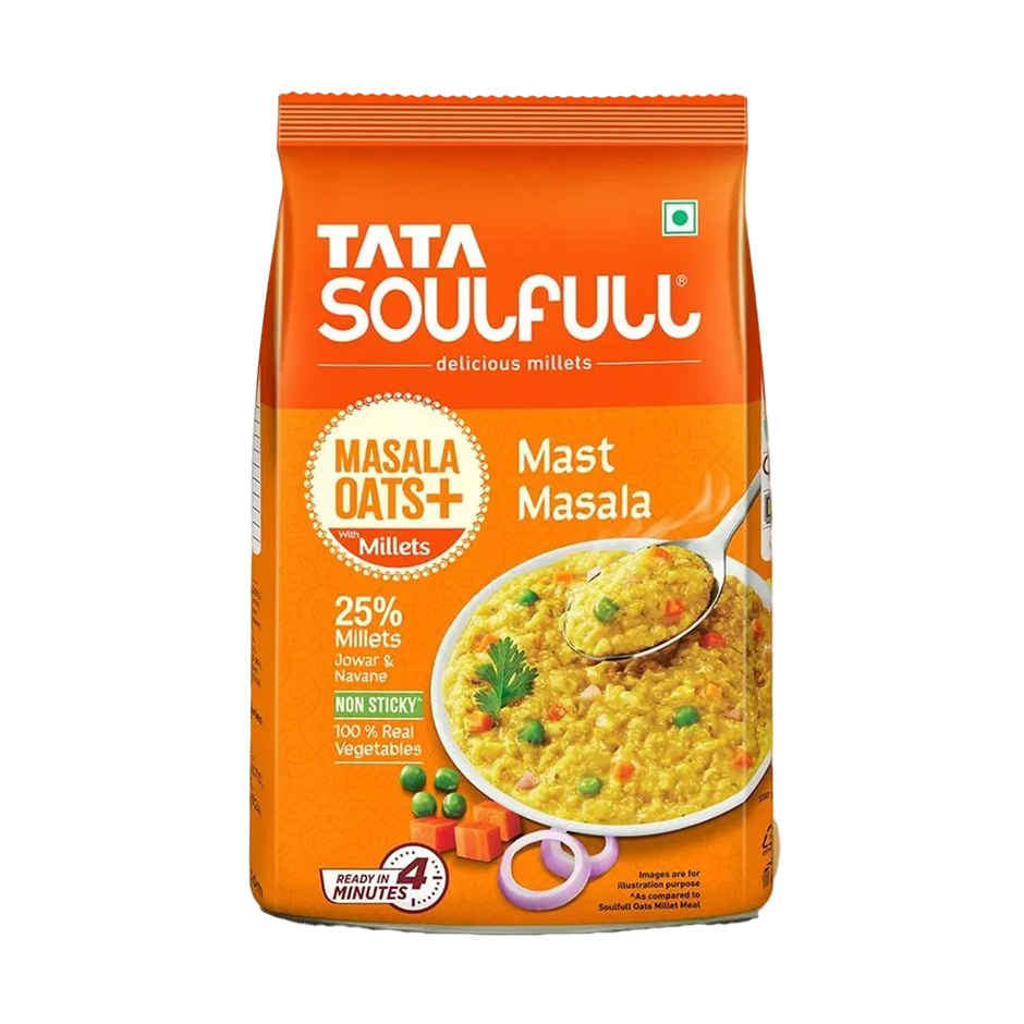 Tata Soulfull Masala Oats+ Mast Masala, with 25% millets, Non sticky