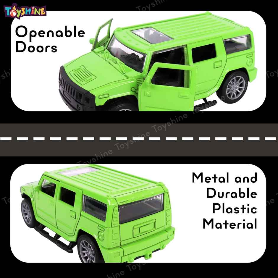 Toyshine 1:32 Scale Die Cast Racing H2 Model Vehicle Toy Car With Pull Back Function, Green
