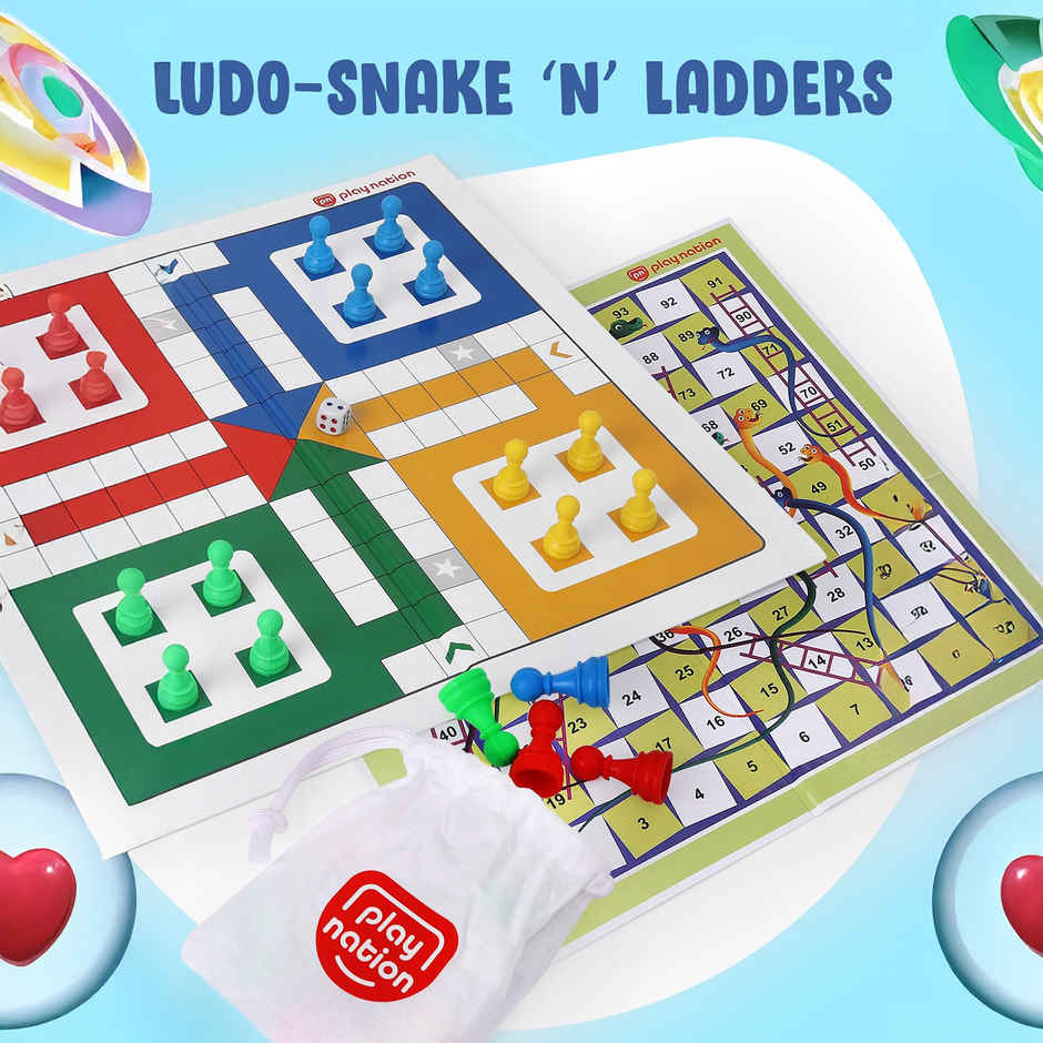 Play Nation Ludo and Snakes N Ladders Board Game - Multicolour