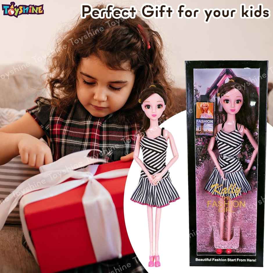 Toyshine Kally Fashion Doll with 3D Eyes | Folding Hands & Glitter Dress | Model B