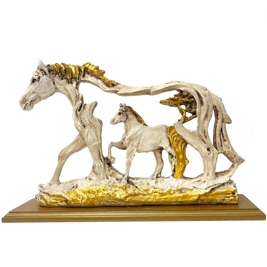 Tied Ribbons Feng Shui Galloping Horse Animal Resin Decorative Showpiece