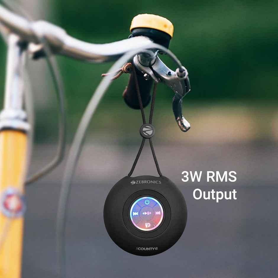 Zebronics County 6 BT Speaker | 3W | Upto 12Hrs | BT v5.3 | TWS | Compact Design | Carry Loop |Black