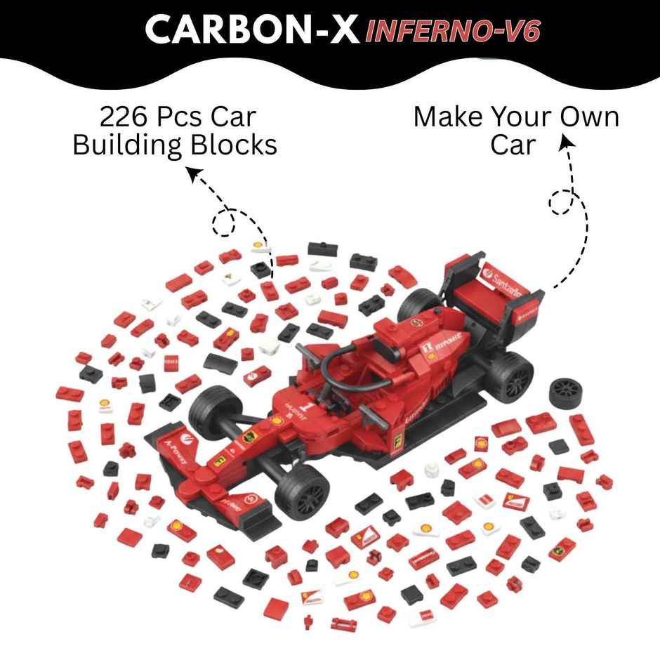 Apex Carbon-X Inferno F1 Building Blocks 226 Pieces | STEM Construction Toy