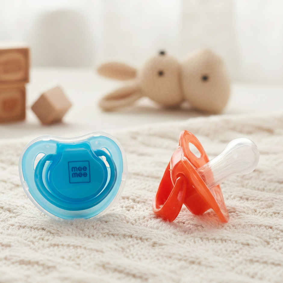 Mee Mee Baby Pacifier Ultra Light Soft Silicone Nipple | BPA Free | Red/Blue