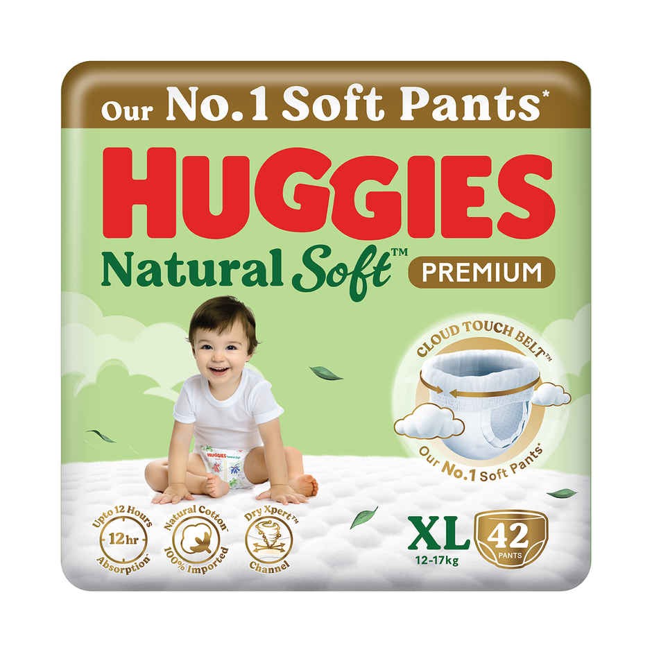 Huggies Natural Soft Premium Baby Diapers | Pant Style | XL | 42 pcs