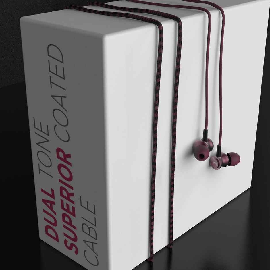 boAt Bassheads 152 in Ear Wired Earphones with Mic, 3.5mm Audio Jack - Maroon Mirage