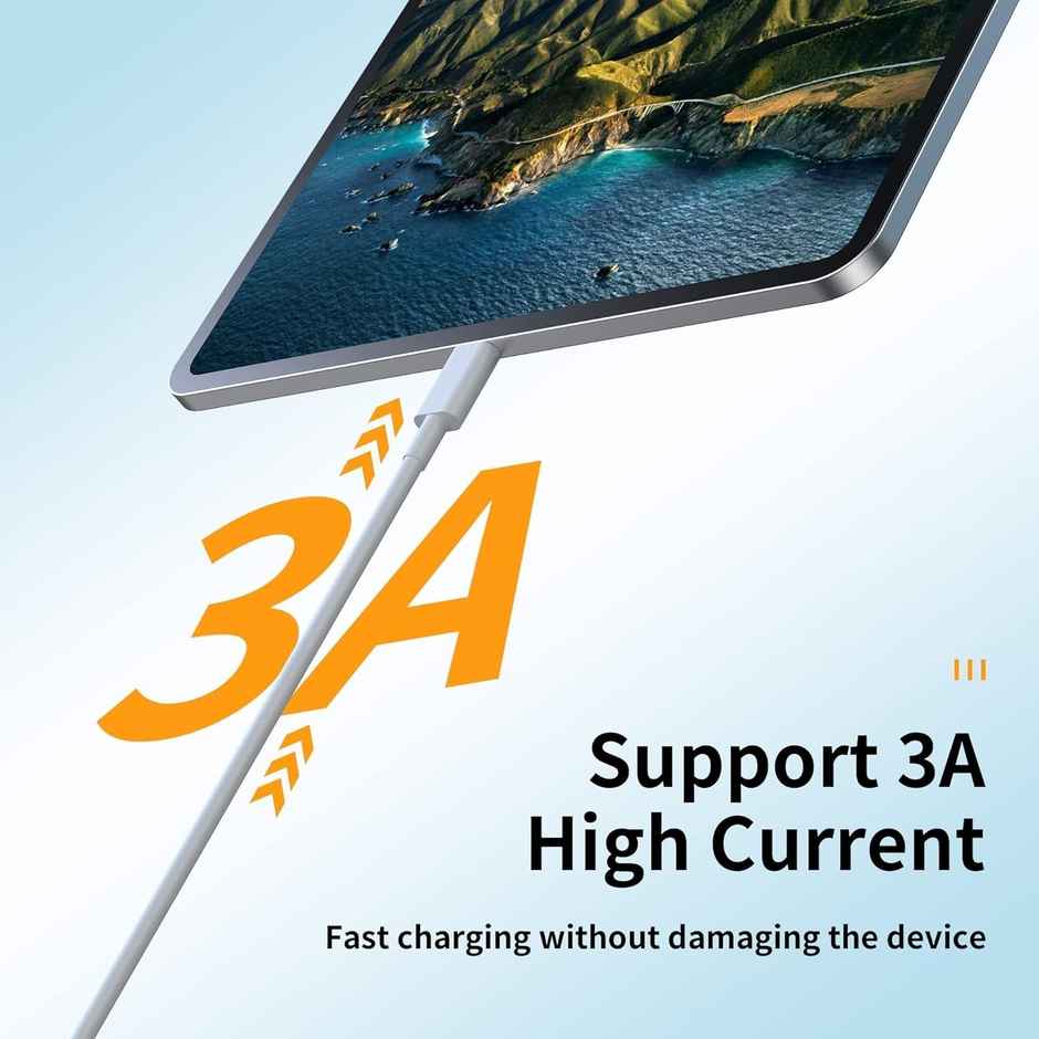 Sounce 80W USB Type-C Charging Cable for Vivo & Iqoo | Fast Charging | Data Sync | 5G - White