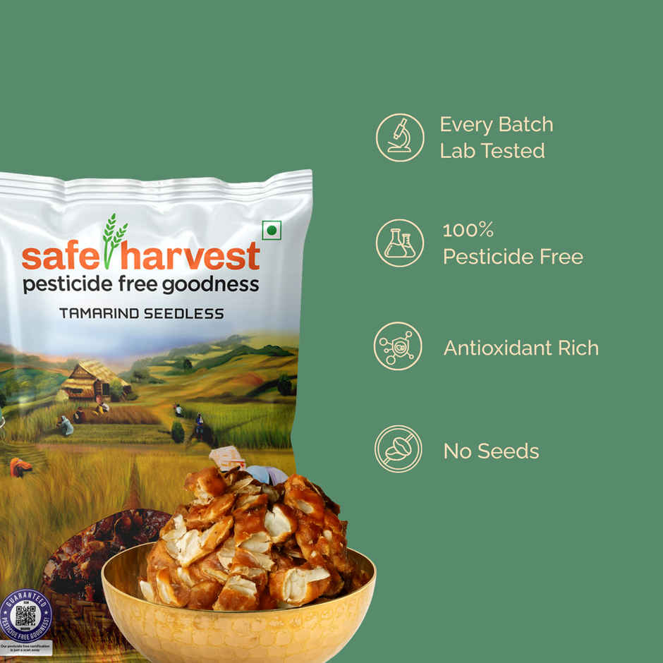 Safe Harvest Pesticide-Free Seedless Tamarind | Seedless Imli | Soft & Delicious