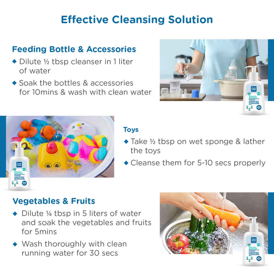 Mee Mee Baby Liquid Cleanser for Bottles | Nipples | Accessories | Toys | Fruits & Vegetables