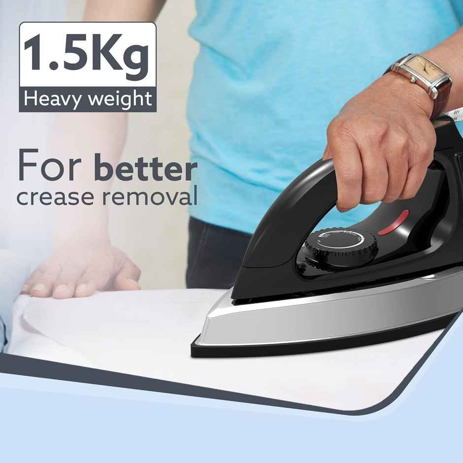 Agaro Regal Heavy Weight Electric Dry Iron, 1000W, Non- Stick Coated Heavy Sole Plate
