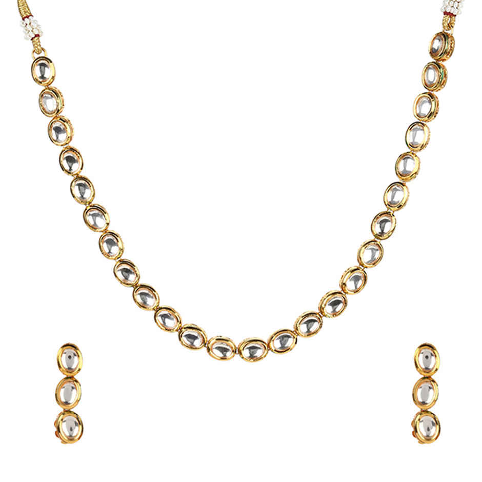 Voylla Kundan Gold Plated Brass Necklace Set