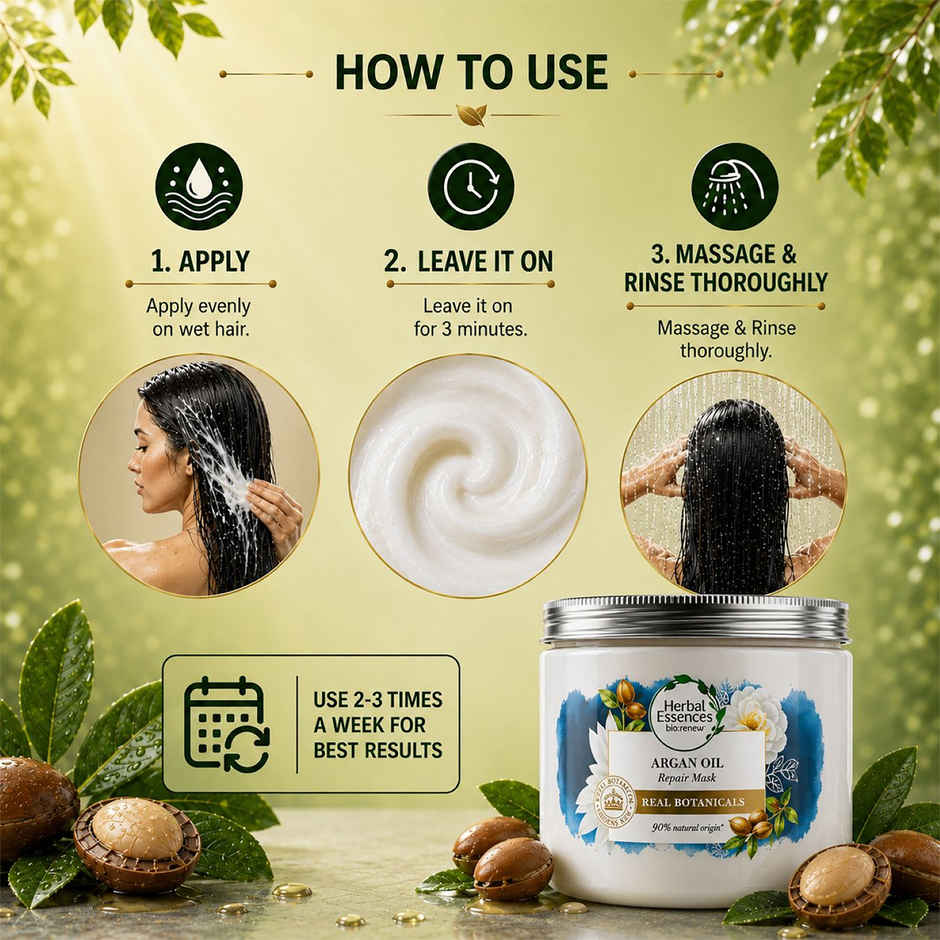 Herbal Essences, Argan Oil Hair Mask, Sulfate Free, For Damaged Hair