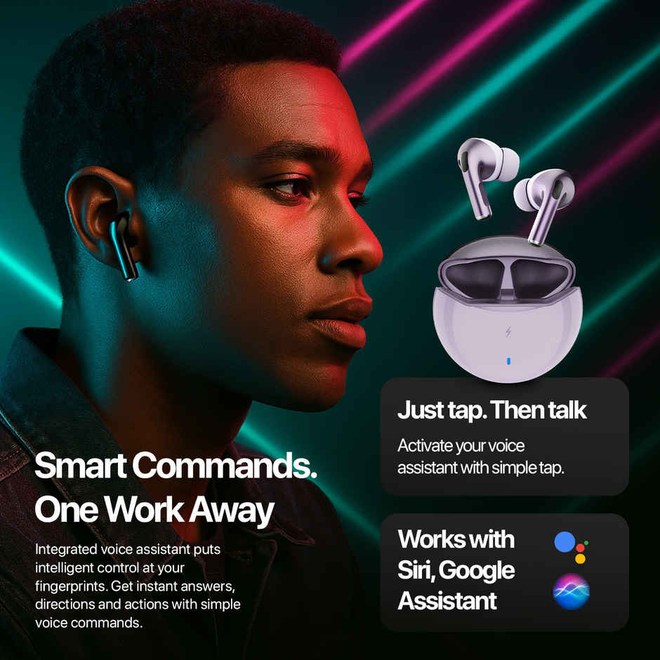 Fire-Boltt Fire Pods Aero Pro TWS Earbud with Custom EQ Profile, Quad Mic ENC & 50H Playtime, Ultra Low 50ms Game Mode, Lilac