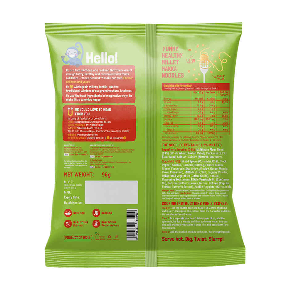 Slurrp Farm Millet Noodles | Mild Masala | Serves 2