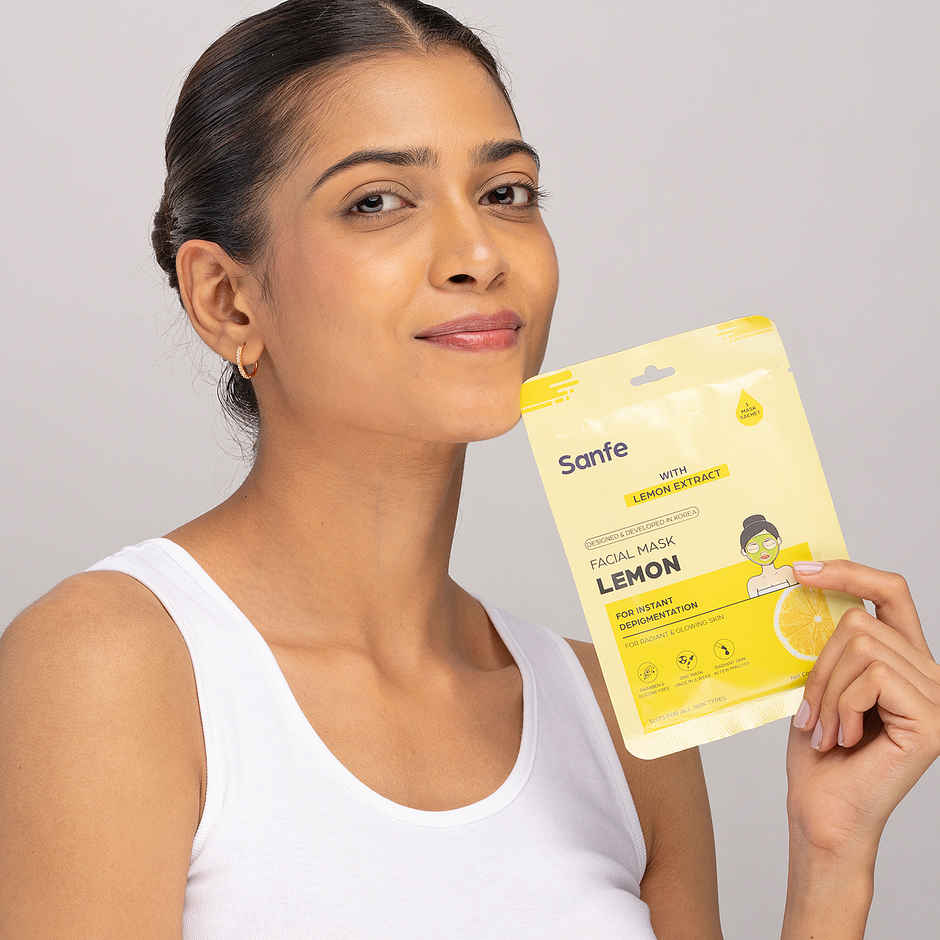 Sanfe Instant Depigmentation Lemon Facial Mask 100% Fruit Extracts, Korean Mask