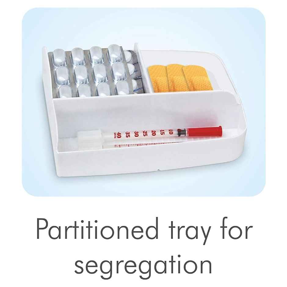 Clazkit Plastic Rectangular Medicine Box | White