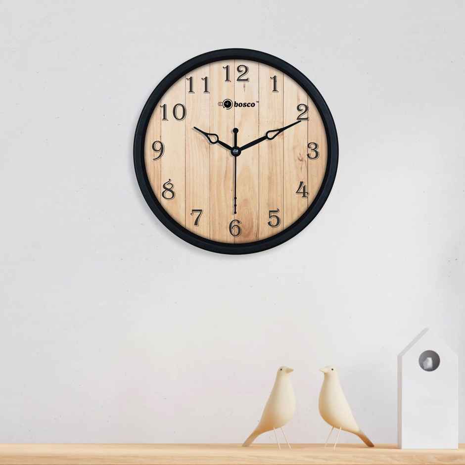 Bosco Modern Silent Wooden Face with Black Frame 20 CM Table Cum Wall Clock BWC 1201