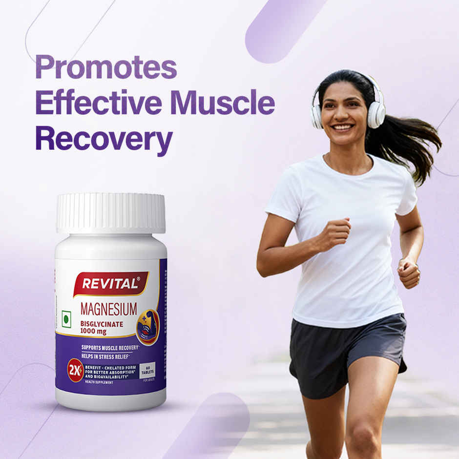 Revital Magnesium Bisglycinate|Chelated|100% RDA| 440mg Elemental| crafted for both Men & Women 
