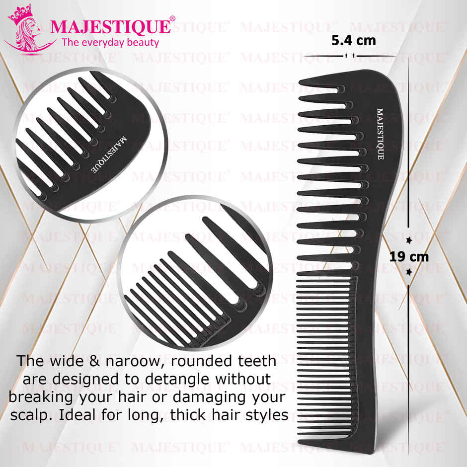 Majestique Professional 7.4 Inch Big Anti-Static Comb | Suitable for All Hair Types | Black
