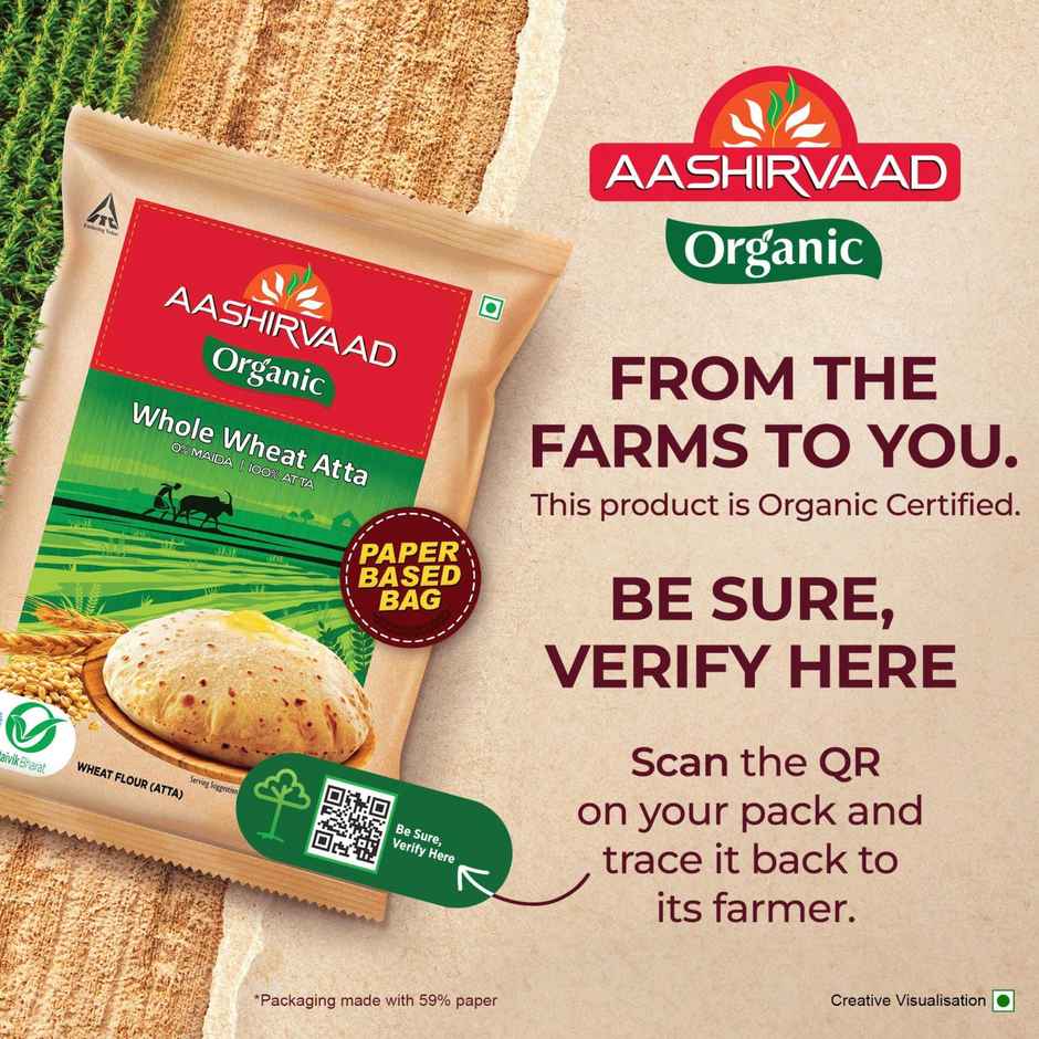 Aashirvaad Organic 100% Organic Whole Wheat Atta, 0% Maida