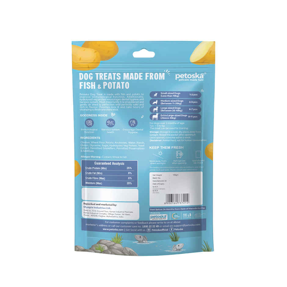 Petoska Dog Treats Potato Fish Sticks