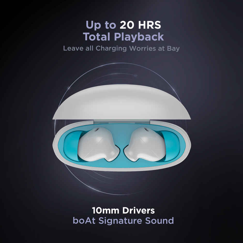 boAt Airdopes 183 TWS Earbuds w/ ENx Tech, Beast Mode(Low Latency Upto 60ms) for Gaming(Lunar White)