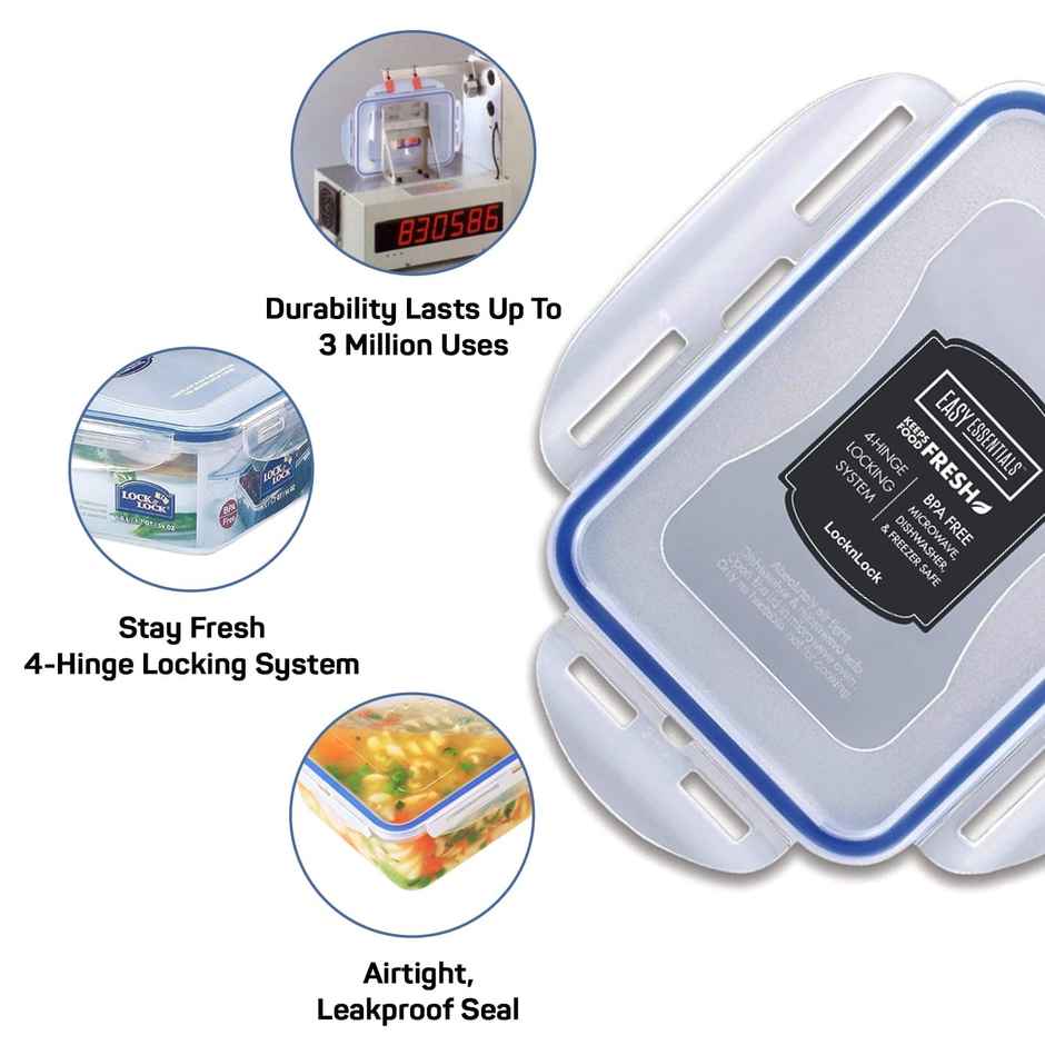 LocknLock HPL817H Classics Rectangular Plastic Airtight Storage Containers | Transparent - 1.4 L