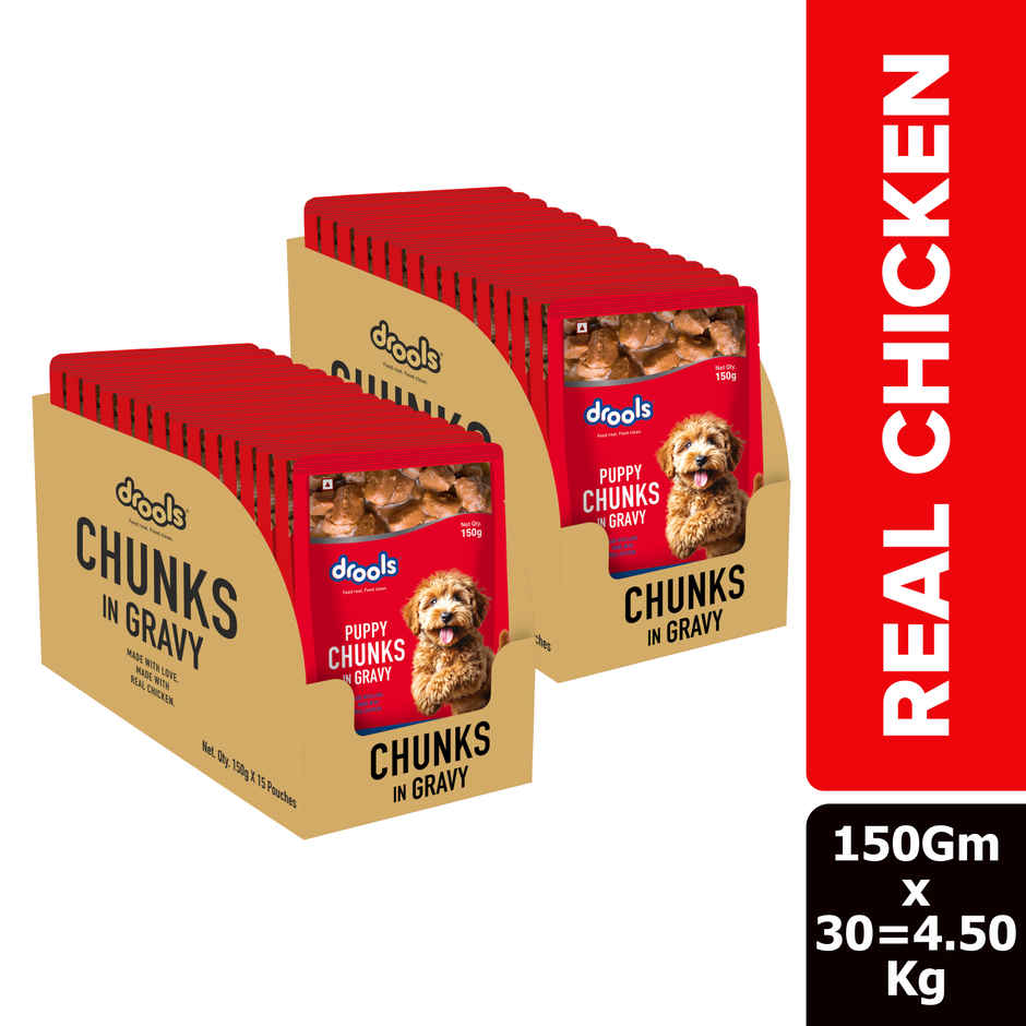 Drools Puppy Real Chicken And Chicken Liver Chunks In Gravy (150 gm x 30)