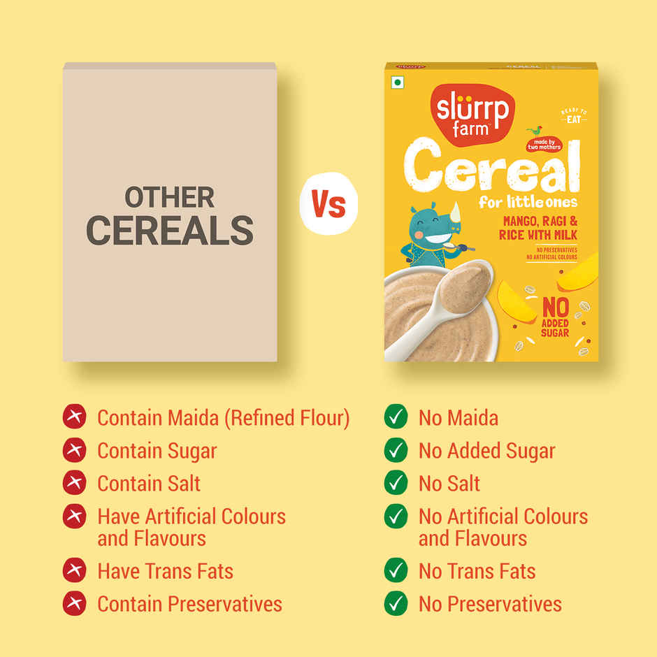 Slurrp Farm Mango, Ragi and Rice Cereal with Milk and No Added Sugar