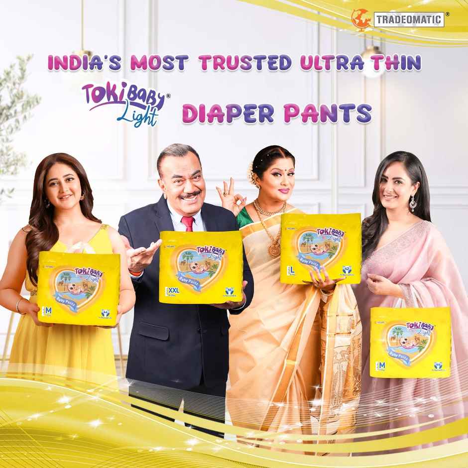 TokiBaby Light Ultra Thin Pull Up Baby Diaper Pants | Size M | 5 - 12 Months | Pack Of 44